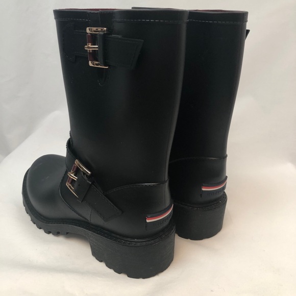 Tommy Hilfiger womens buckle black rainboot 7 - Picture 2 of 7